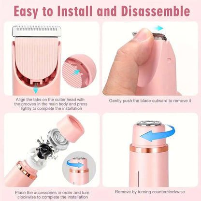 Electric Rerchargeable Lady Razor Double-Headed Waterproof Bikini Trimmer Shaver 2-In-1 Body and Facial Hair Removal Trimmer