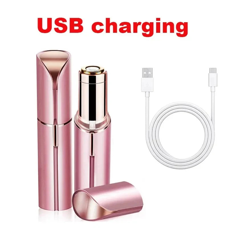 Effortless Beauty on the Go: Rechargeable Lipstick-Style Electric Shaver for Painless Facial and Leg Hair Removal