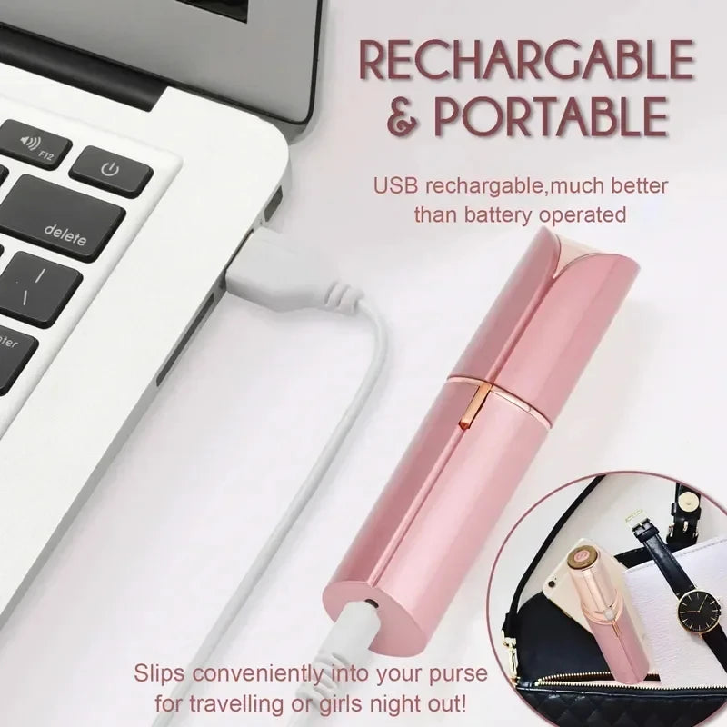 Effortless Beauty on the Go: Rechargeable Lipstick-Style Electric Shaver for Painless Facial and Leg Hair Removal