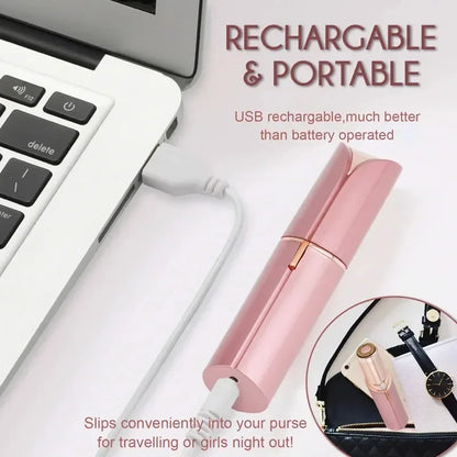 Effortless Beauty on the Go: Rechargeable Lipstick-Style Electric Shaver for Painless Facial and Leg Hair Removal