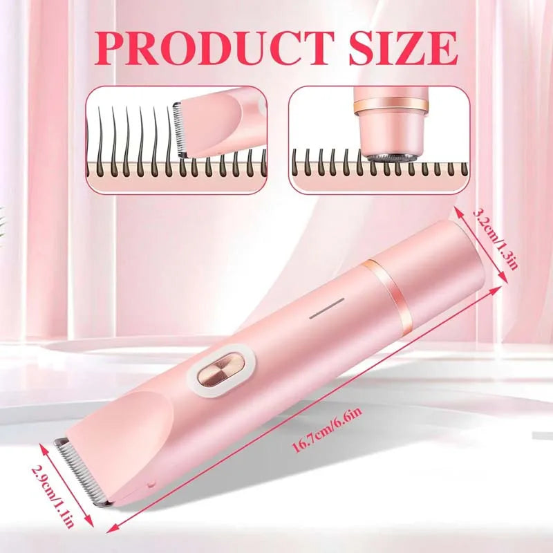 Electric Rerchargeable Lady Razor Double-Headed Waterproof Bikini Trimmer Shaver 2-In-1 Body and Facial Hair Removal Trimmer